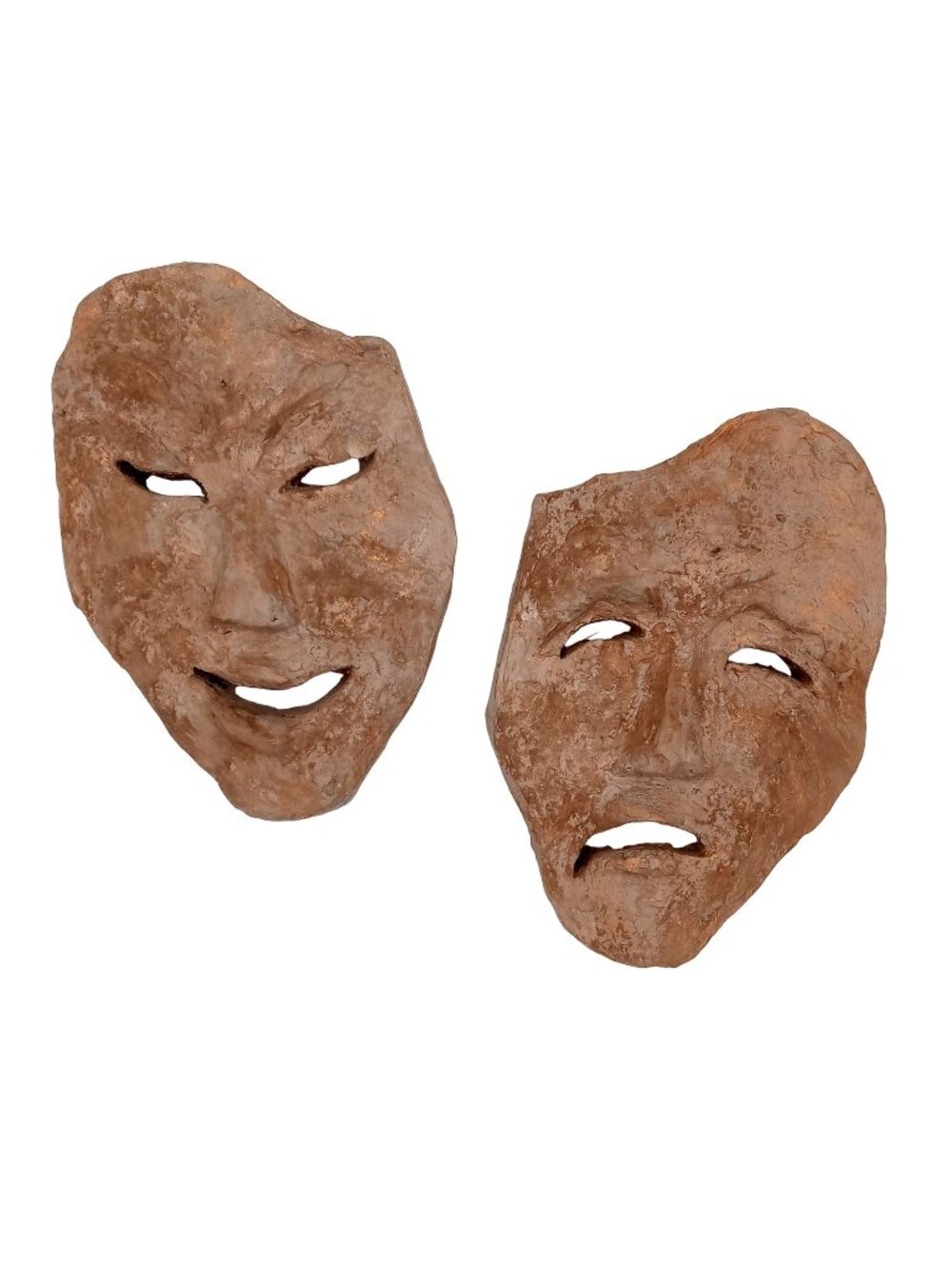 Comedy Tragedy Wall Art Signed Brutalist Pottery 7 Inch Theater Theatre Actor